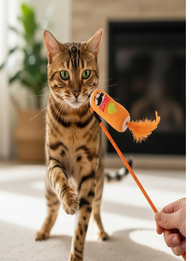 إيولو لعبة برينجلز للقطط من إيولو | لعبة قطيفة بذيل من الريش | لعبة تفاعلية للقطط | وقت لعب ممتع وآمن وجذاب (أخضر) - Image 3